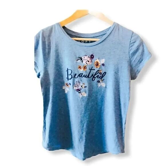 LOFT Vintage Short Sleeves Soft Floral Comfy Casual Date TShirt SZ XS - Picture 1 of 3
